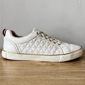 Guess | White Quilted Leather Low Top Sneakers